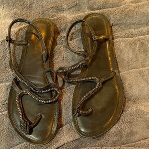 Ladies Antonio Melani Elegant Black snake, Strappy Sandals, size 9.